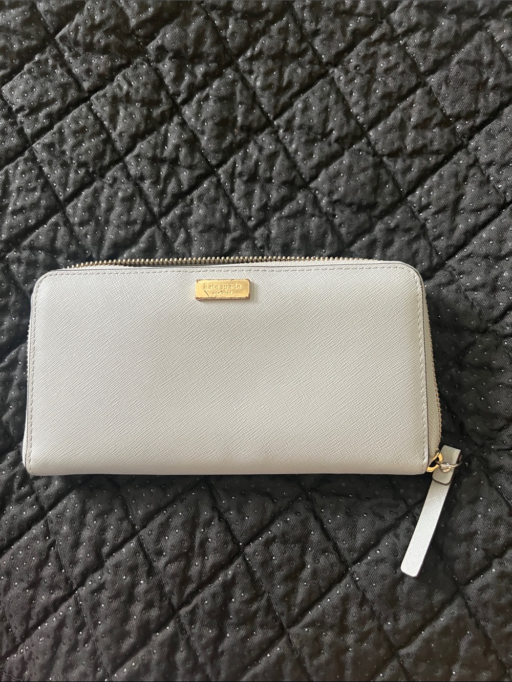 Kate Spade New York Light Grey Saffiano Leather